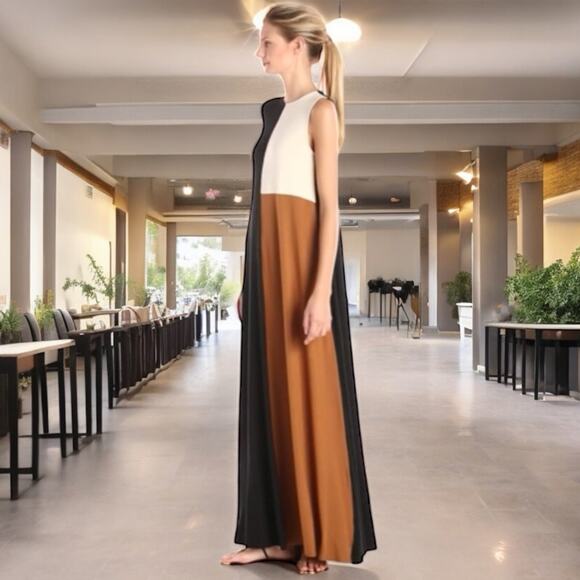 NEW Rachel Pally Jessie Colorblock Tri-Tone Multi Jersey Flowing Maxi Dress NWOT - Picture 4 of 9